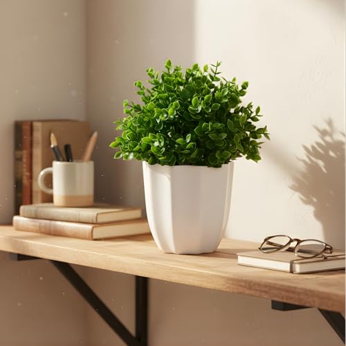 Image of fancymart Artificial Plant Hackleberry Green Bunch in Pot - 22 cm Height, Perfect for Tabletop Decoration | Ideal for Home & Office Decor