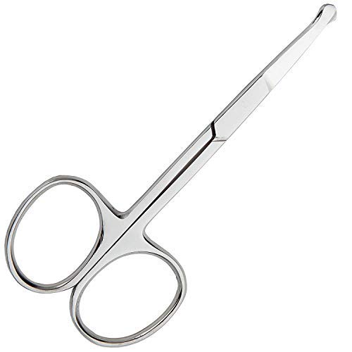 Beespring Rounded Nose Hair Scissors. Round Tip Scissor For Ear, Eyebrow, Beard And Mustache Trimming - 3.5" Blunt Nosed Tipped Grooming Trimmer #TOP5