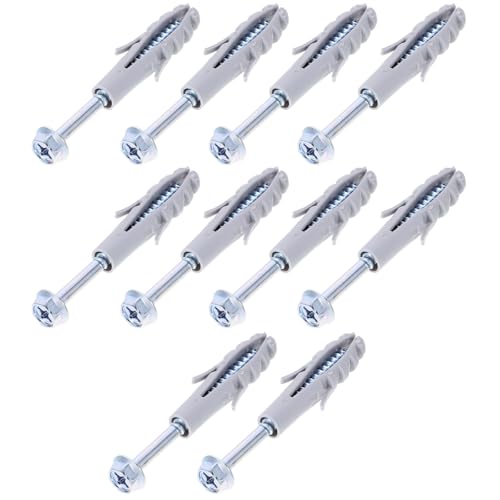 FIXOSHEE Juego de 10 Anclajes de Expansión para Soporte de Tv y Campana Extractora, Tornillos de Montaje 6x70 Mm, Pernos para Pared de Ladrillo, Fijaciones Resistentes para Instalación