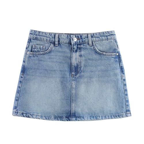 Womens Denim Mini Skirt Casual Stretch Low Waist Jean Skirts with Pockets Slim Fit