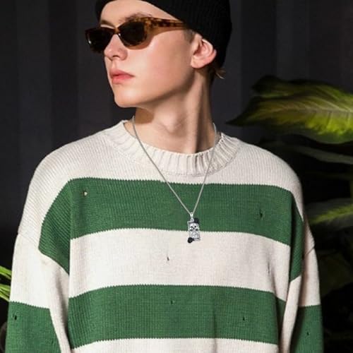 Hourglass Urn Necklace 925 Sterling Silver Skull Pendant Necklace Rose Gothic Cremation Jewelry for Ashes Men Women3