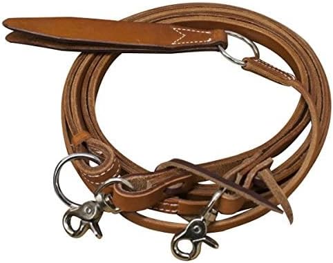 Showman 8' Argentina Cow Leather Romal Reins w/Leather Popper