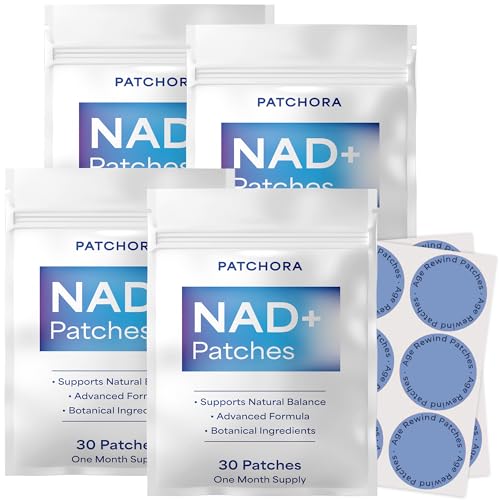 NAD+ Patches 4 Pack (120 Patches) Plant-Based Transdermal Lifestyle Support Patch Daily Wearable Wellness Patches for Women & Men 120 Day Supply