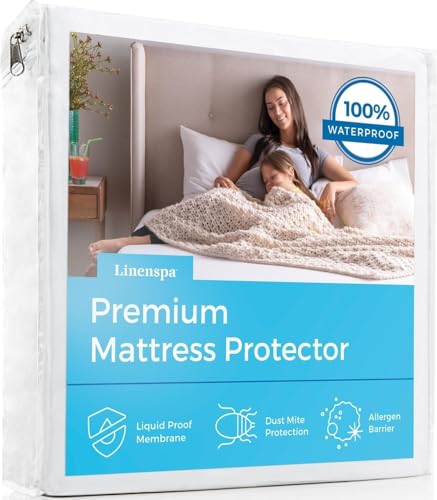 Linenspa Waterproof Mattress Protector — Breathable, Noiseless...