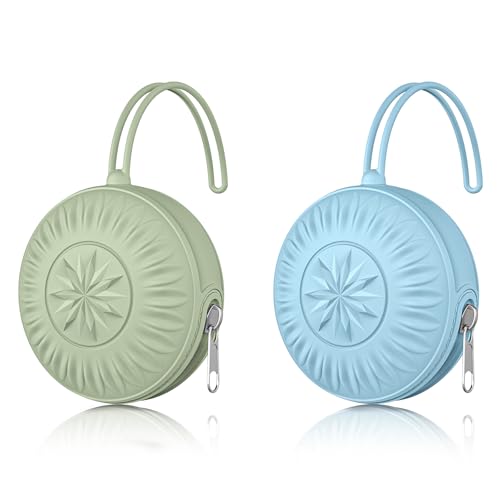 Image of senbowe 2 Pack Silicone Pacifier Holder Case, Newborn Baby Portable Silicone Pacifier Case Cover Pouch for Diaper Bag