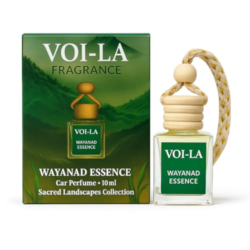 VOI-LA Luxury Car Perfume Wayanad Essence 10ml – Long Lasting Hanging Pod Car Air Freshener, Toxin-Free Organic Perfume, Herbal Lemongrass Fragrance, Lasts 30–45 Days – Sacred Landscapes Collection