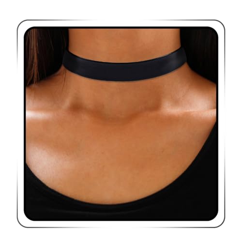 JAKAWIN Black Leather Choker Necklace for Women