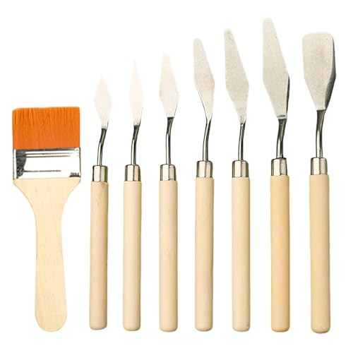COACOM 7 Pezzi di Dipinto Ad Olio Graffio E 1 Pezzo di Spazzole di Pittura A Olio Manico in Legno, Forniture Artificiali, Strumenti di Pittura, Articoli Fai -da -Te.
