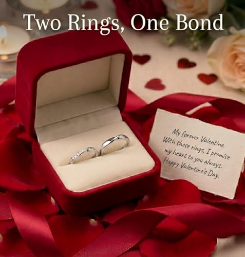 Generic Two Rings, One Bond Silver Tone Couple Ring Set Pack of 2 - Image 4