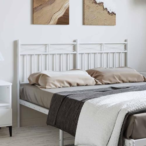 Teenpull Cabecero de cama de metal blanco de 135 cm, resistente de acero con recubrimiento en polvo, diseño duradero de metal para dormitorio, fácil montaje, compatible con camas de 135 cm