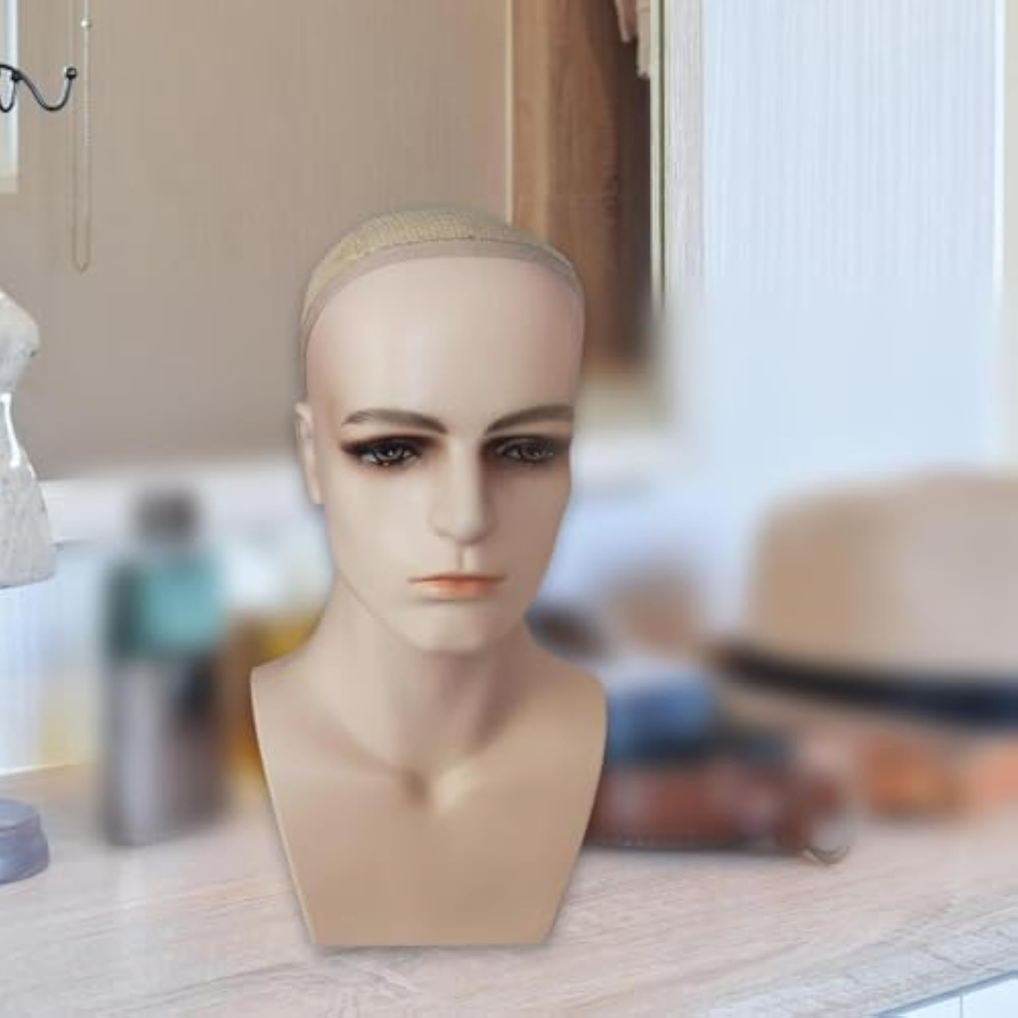 Male Mannequin Head with Shoulders, Wig Display Stand