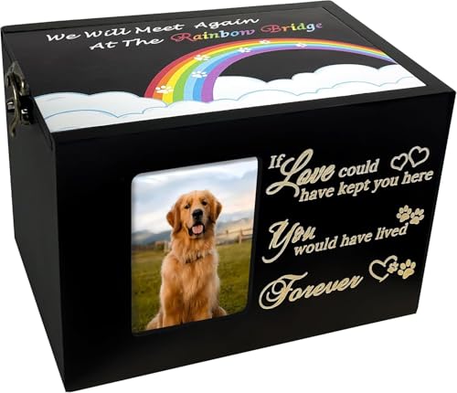 Sofunii Tierurne f&uuml;r Hunde und Katzen aus Massivholz &ndash; Haustierurne f&uuml;r Asche, Gedenkurne zur Regenbogenbr&uuml;cke