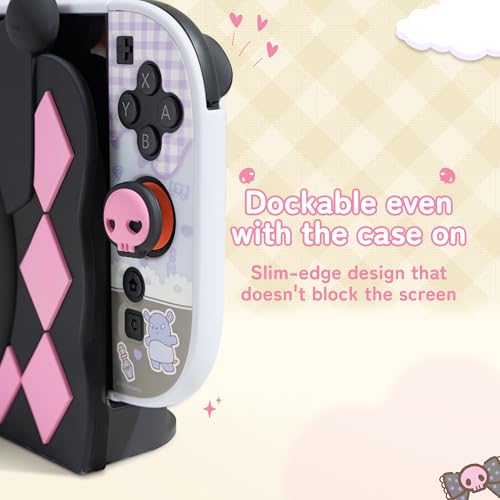 Image of Kuitmor Protective Cover Compatible with Switch 2025 Charging Dock, 3D Soft Silicone Switch 2 Dock Sleeve, DIY Replacement Housing Shell for Dock, Decorative Base Shell (Kuromi)