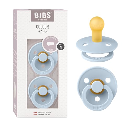 Image of Bibs Pacifiers | Natural Rubber Baby Pacifier | Set of 2 BPA-Free Soothers | Made in Denmark | Baby Blue | Size 0-6 Months