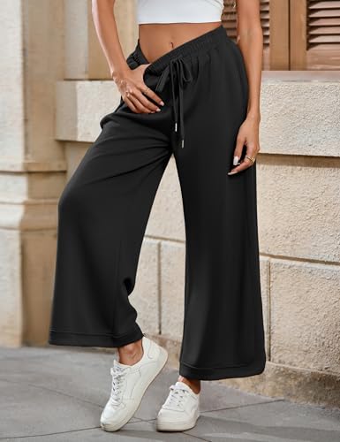 SKIKYAN Womens Wide Leg Pants Loose Casual Sweatpants Baggy Flowy Palazzo Trousers with Pockets2