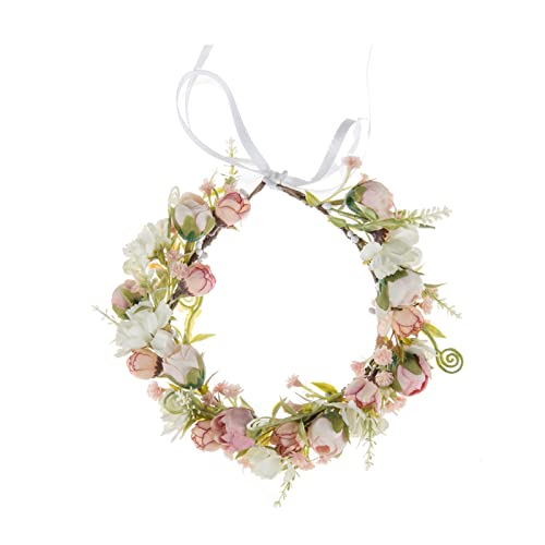 Vividsun Flower Crown Floral Wreath Headband Floral Crown Wedding Festivals Photo Props Headpiece (F/Pink Camellia) #TOP2