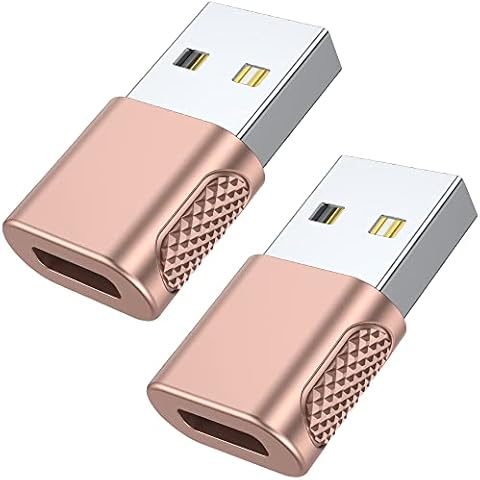 AuviPal USB C Female to USB Male Adapter 2 Pack, USB Type C Cable to USB A Charger Converter for Apple Watch Ultra SE Series 8 7, iPhone 14 13 12 11 Pro Max Plus, AirPods, iPad and More - Rose Gold Cover