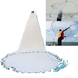 WindWilder Hand Überwurf Fishing Net Tragbaren Wurfnetz Abfischen Wurfnetz Fischen Fischernetz Angeln Cast Net Netzgewebe Twine mit Sinker, Durchmesser (3M)