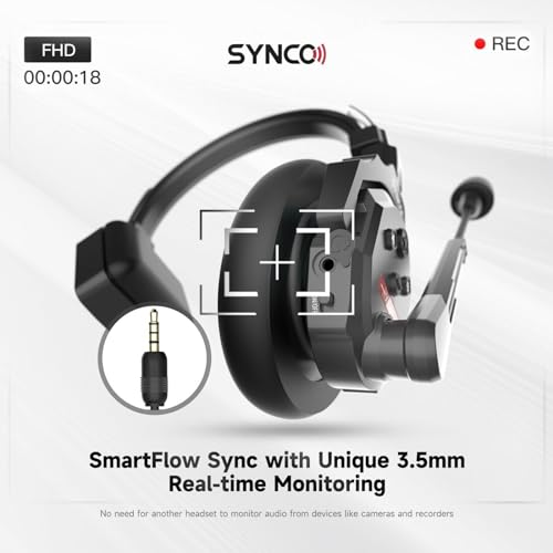 SYNCO XTalk X5 Fone de ouvido sem fio de 2,4 GHz com sistema de intercomunicação de microfone Design