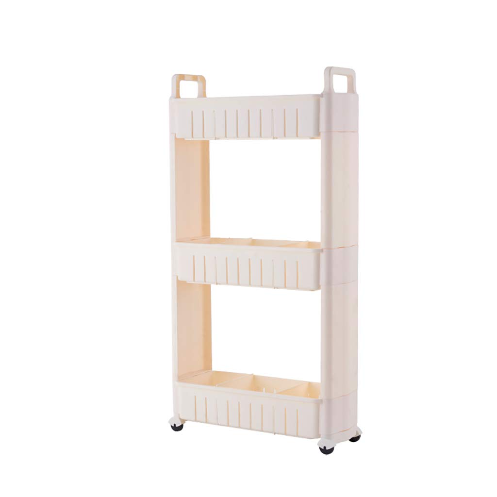 ZSH-stc Slim Slide Out Kitchen Trolley Storage Shelf Organiser Moving Wall Cabinets Tower Holder Rack on Wheels 3/4 Tier, White (Size : 45 * 17 * 83CM)