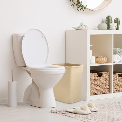 Image of Superio Kitchen Trash Can 9 Gallon Slim Waste Bin 37 Qt Durable Plastic, Fit Small Spaces, Office, Bathroom, Under Counter (2, Beige)