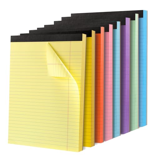 Thboxes 8 Packs Small Note Pads 5x8, Color Legal Pad 5x8 College Ruled Small Legal Pad Perforated Lined Writing Pads for Home, Study, Office, To-Do Lists, 50 Sheet/notepad, Multicolor