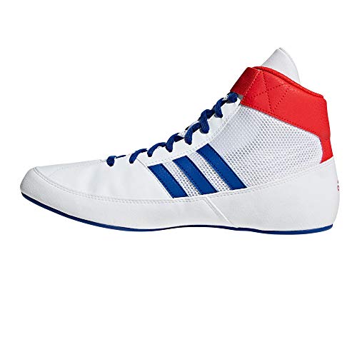 Image of adidas Havoc Mens Adult Wrestling Trainer Shoe Boot White /Blue /Red - UK 6.5