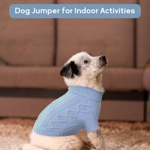Hjumarayan Hundepullover Kleine Hunde - Schlicht & Elegant Hunde Pullover, Warm Hundepullover mit Geschirrloch, Schöner Hundepulli mit Beinen Hund Pullis für Chihuahua (Blau XS)