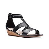 Clarks Women's Abigail Lily Wedge Sandal, black leather/suede, 5.5 M US