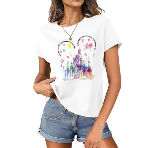 Image of Magical Shirt for Women Magic Kingdom Castle Tshirt Princess Shirts | Women Magical Shirts Castle Princess Graphic Tshirt Magic Kingdom Shirt Family Vacation Tee Casual Holiday Top