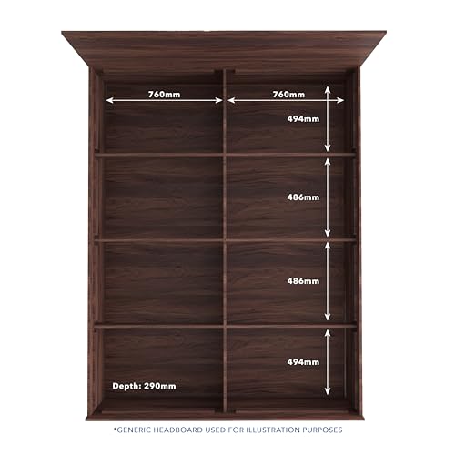 Image of DF2H Bed | 1 Year Warranty | Double Bed, Queen Size, Eurotas Rattan Soft Embossed Solid Wood Headboard, Non-Woven Base & 3mm MDF, Walnut Colour (Melamine Finish)