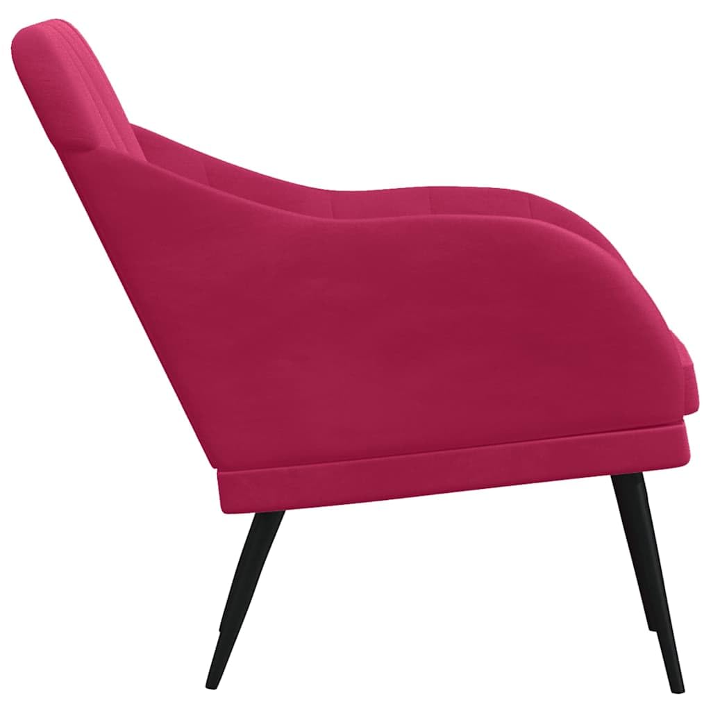 Fotel w kolorze czerwonego wina, 63 x 76 x 80 cm, aksamitny, przytulny fotel do salonu i sypialni, wygodny fotel do czytania z metalowym stelażem, meble do siedzenia wewnątrz pomieszczeń