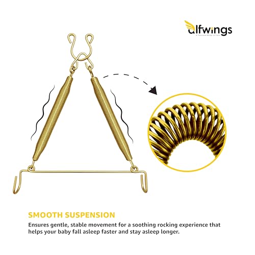 Image of AlfwingsBaby Cradle Spring with Hanger | Triangle Hanging Spring with Hanger for Swing, Thottil Hook | Up to 20Kg | (Gold, Triangle Cradle Spring)