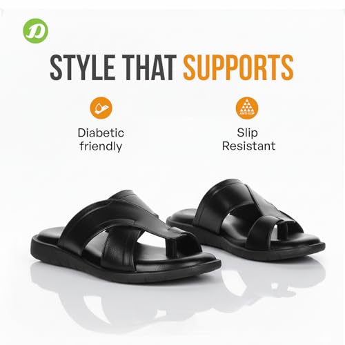 Image of DOCTOR EXTRA SOFT Men's Memory Foam Cushion Footbed Sandals /Chappal for Adults with Adjustable Strap| Diabetic & Orthopedic|LightWeight Comfortable Stylish & Anti-Skid| Dr.Slippers & FlipFlops Gents A-02
