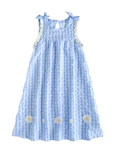 Floerns Girl's Cute Plaid Tank Dress Sleeveless Floral Round Neck Summer A Line Dresses