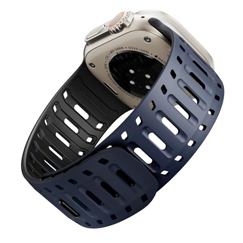 Image of X-it Magnetic Watch Band for Apple Watch Ultra 49mm, 46mm /45mm /44mm, Silicone Sport Strap with Strong Magnet for Men and Women, Compatible with Apple Watch Series 11 /10 /9 /8 /7 /6 /5 /4 /3 /2 /1 and SE