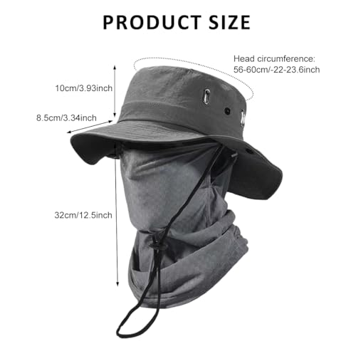 Image of GUSTAVE Mens Sun Hat Wide Brim Summer Sun Cap UV Protection Fishsing Hat Foldable Bucket Hat Outdoor