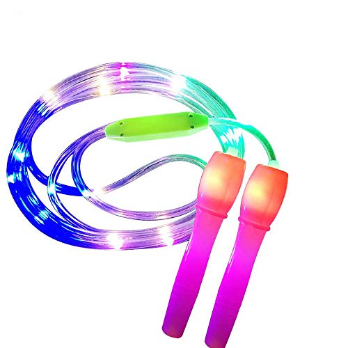Bouddha LED Jump Rope, Light Up Skipping Rope Luminous Sports Equipment for Girls Boys Adults Skipping Exercise Fitness Light Show, Random Color