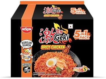 Nissin Geki Korean Ramen Spicy Chicken Instant Noodles-5 in1,400gm