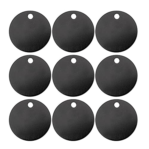 Colgantes redondos planos BENECREAT de aluminio negro para grabado limpio de collares