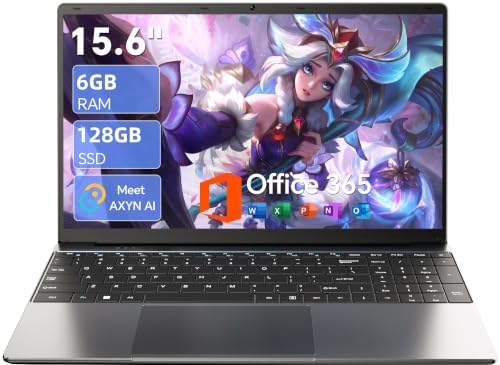 Image of 15.6 inch AI Laptop with Office 365, 6GB RAM 128GB SSD, Win 11 Laptops