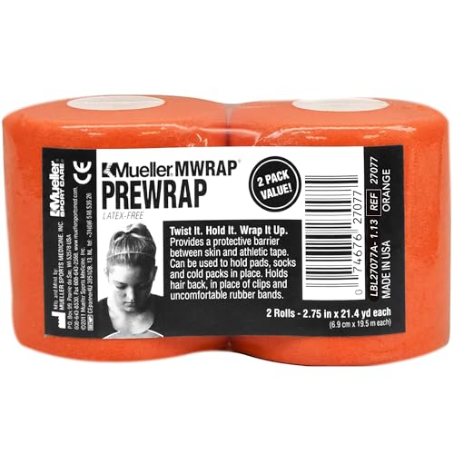 Image of Mueller Sports Medicine MWrap, Pre Wrap, Athletic Tape Underwrap for Sports, Hair, Ankles, Wrist, Hands and Knees, Water-Resistant, Latex Free, 2.75 inch x 21.4 Yards Per Roll, 2 Rolls