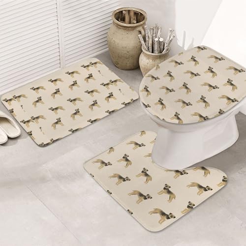 Tapis de bain lavables et absorbants 3 pièces motif Border Terrier Tan - 2