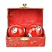 Meluvora 2 Pcs Baoding Balls, Chinese Health Exercise Stress Balls, Meditation Massage Handball with Box, Hand Exercise Ball for Hand Remedy and Stress Relief(Color:Red Taichi)
