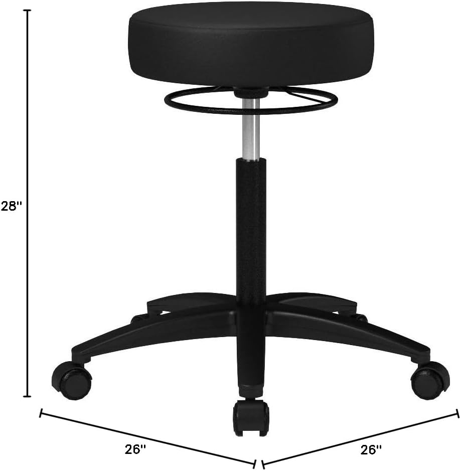 Perch 360 Degree Height Adjustable Swivel Stool | Medium Bench Height 20.5-28" | Black Vinyl