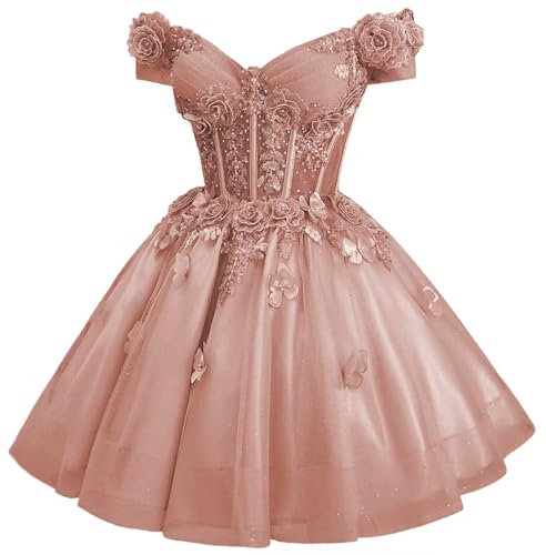 Image of Zhangyo Sparkly Tulle Homecoming Dresses for Teens Off Shoulder DAMA Dress