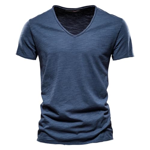 T-shirt col en V homme F037 blanc anti-transpiration manches courtes été L - 3
