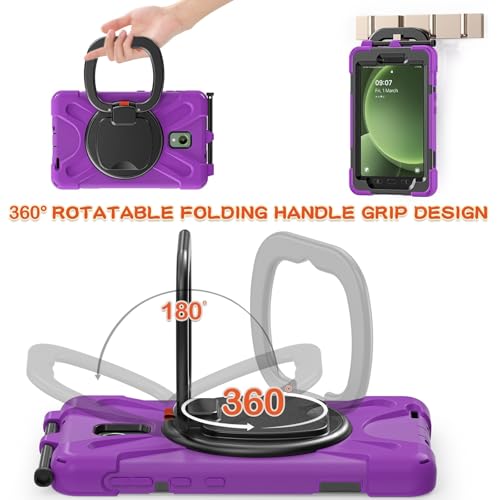 Funda para Samsung Galaxy Tab Active 3 con soporte giratorio morada 2