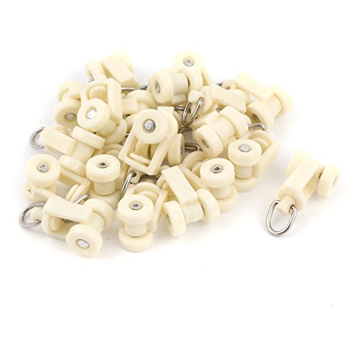 uxcell White Plastic Curtain Track Rail Rollers 12mm Diameter Wheel 20 Pcs
