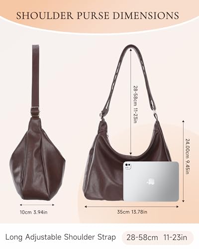 Bolso Hobo para Mujer, Cuero Vegano, Correa Ajustable miniatura 4